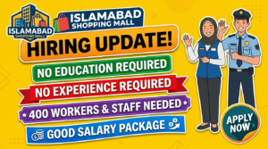 Plain Green to Pink background py YouTube size thumbnail chaya about Islamabad shopping mall hiring update No Education Required No Experience Required 400 Workers Staff Need Good Salary Package Please use different Fonts Different banner Shapes Please use Shopping mall small logo creator a professional YouTube size thumbnail